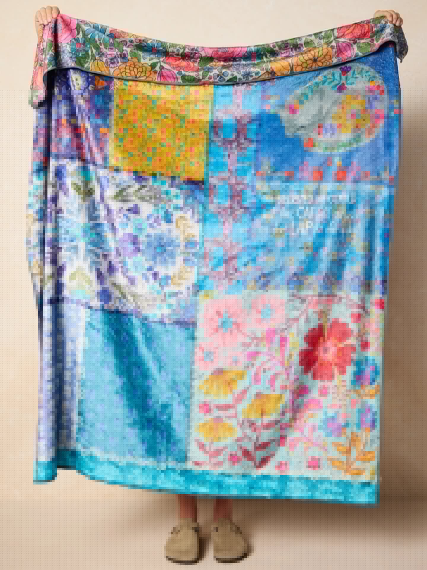 Reversible Cozy Blanket | Teal Cat