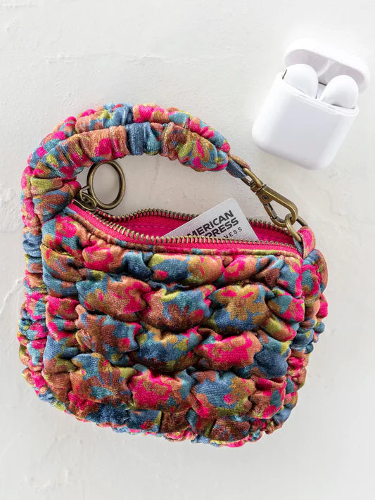 Puffy Mini Clip On Velvet Pouch