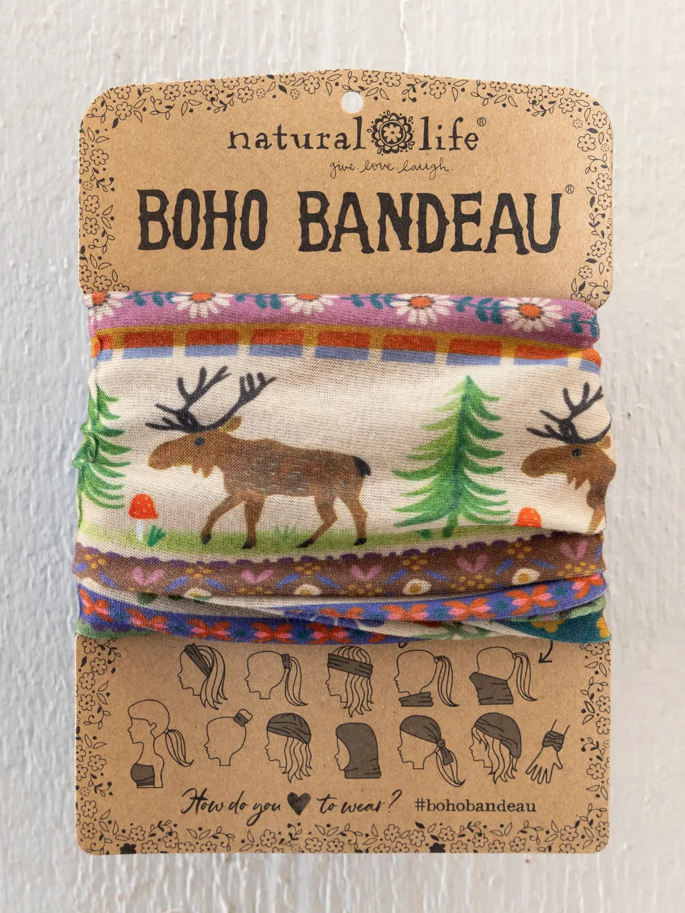 Full Boho Bandeau® Headband - Moose Borders