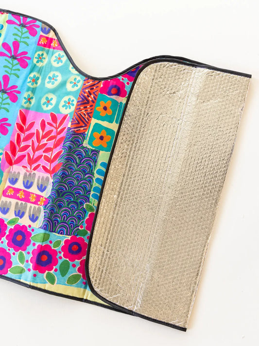Car Sun Shade - Turquoise Patchwork