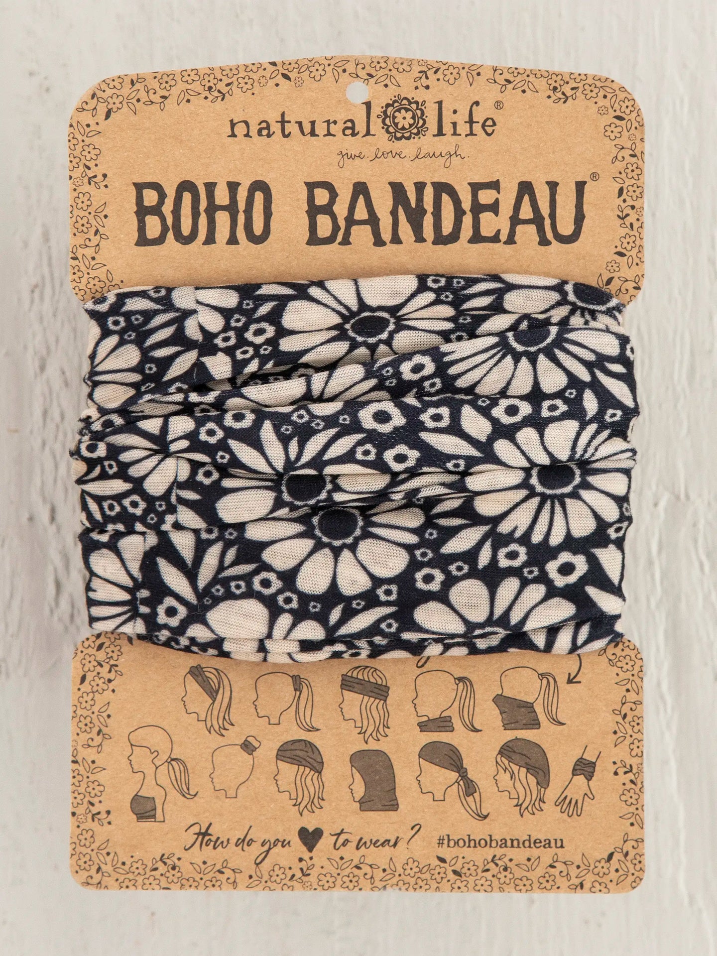 Full Boho Bandeau® Headband | Black and White Daisies