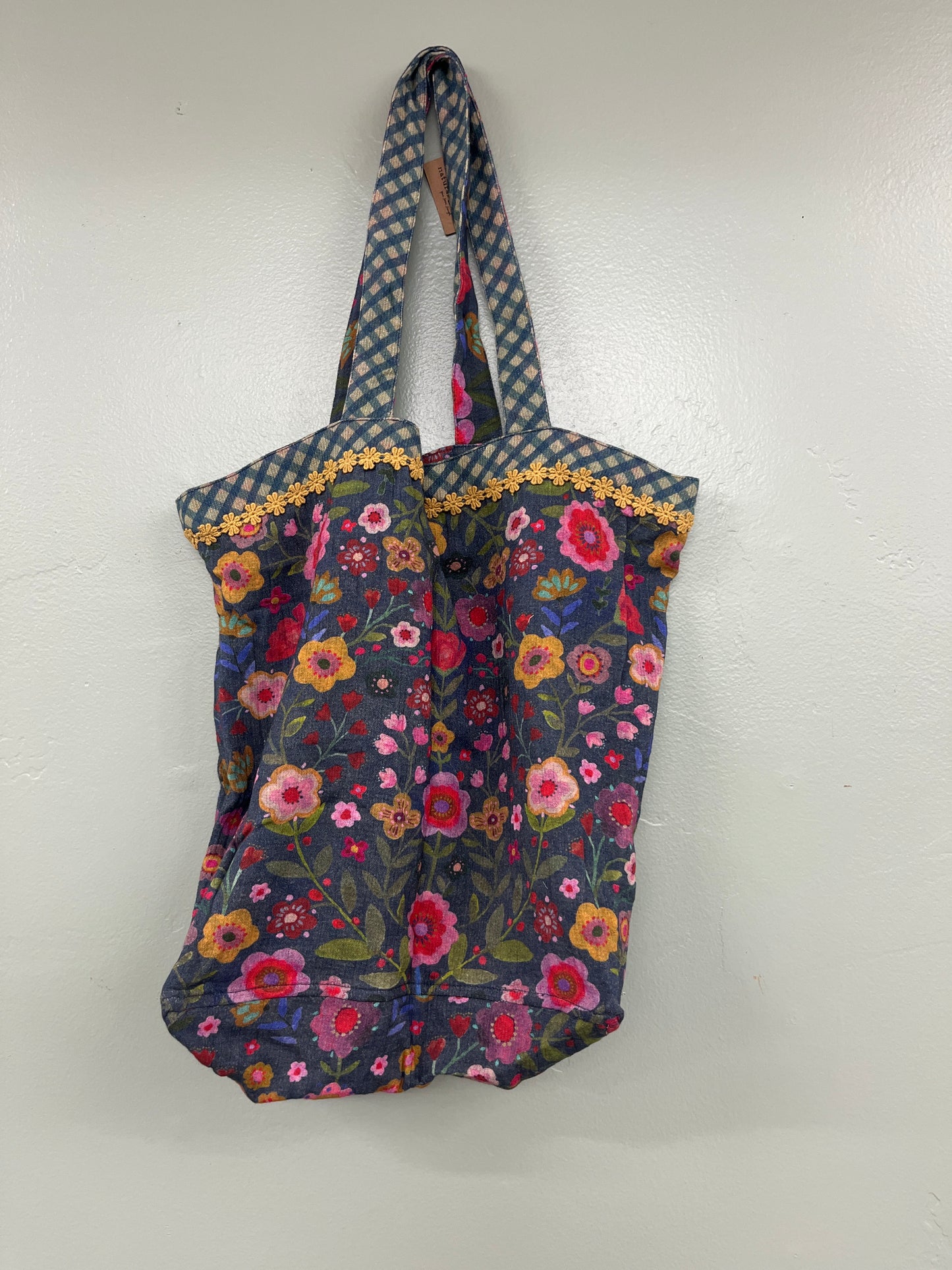 Cotton Gauze Reversible Tote Blue