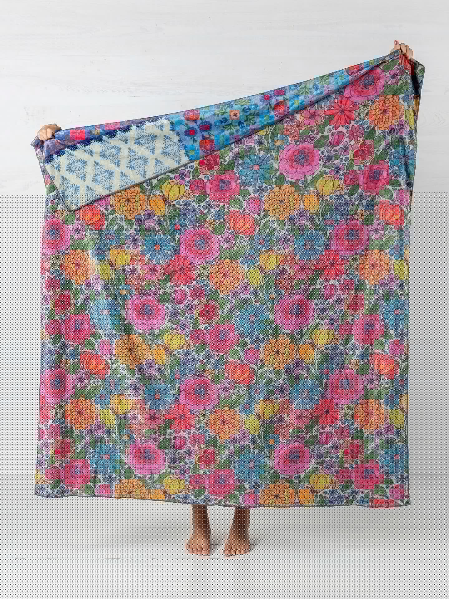 Reversible Cozy Blanket | Teal Cat