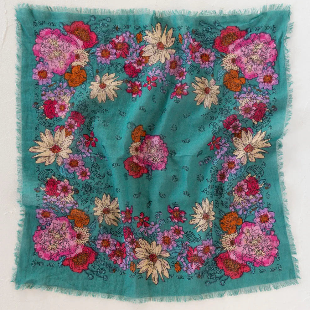 Bandanas Teal Botanical