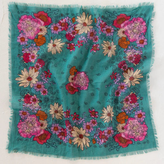 Bandanas Teal Botanical
