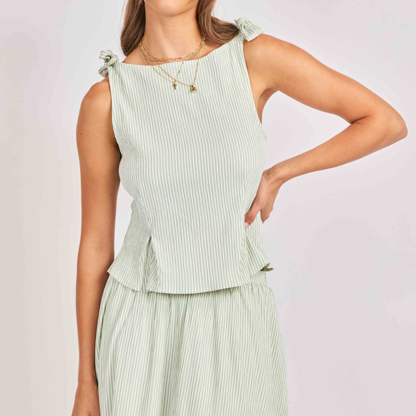 See Me Stripe Pleated Top