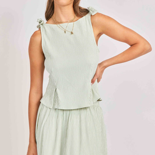 See Me Stripe Pleated Top