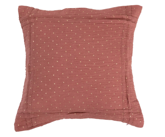16" Cotton Double Cloth Pleated Pillow with Gold Foil Dots