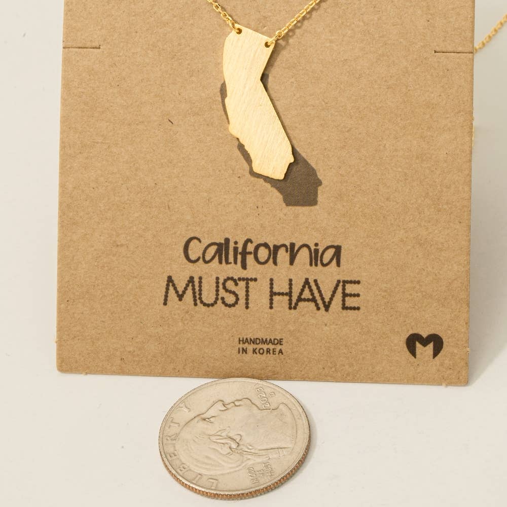 18K Gold Dipped California State Pendant Necklace