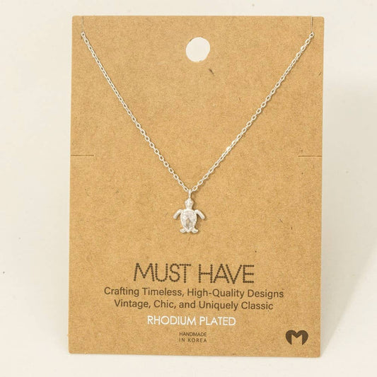 Cubic Zirconia Turtle Pendant Necklace