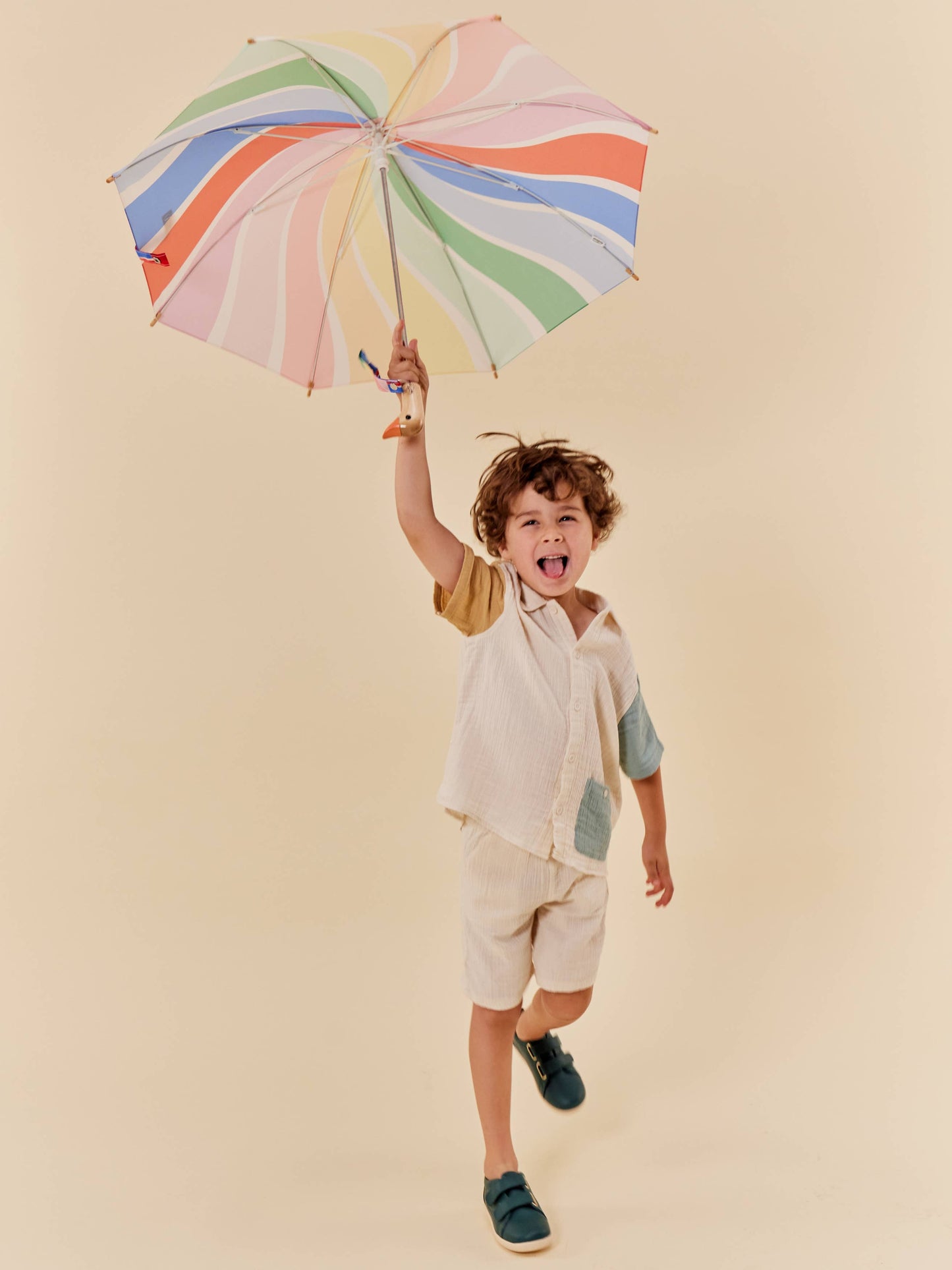 Meri Meri Rainbow Stripes Kids Duck Umbrella