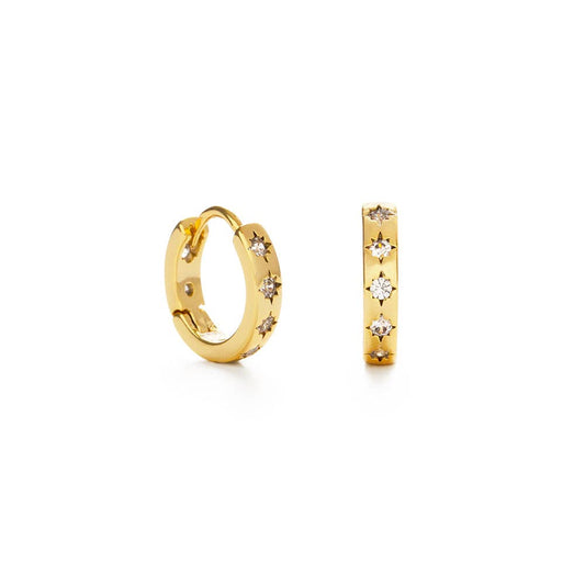 10mm Huggie Hoops with Starburst