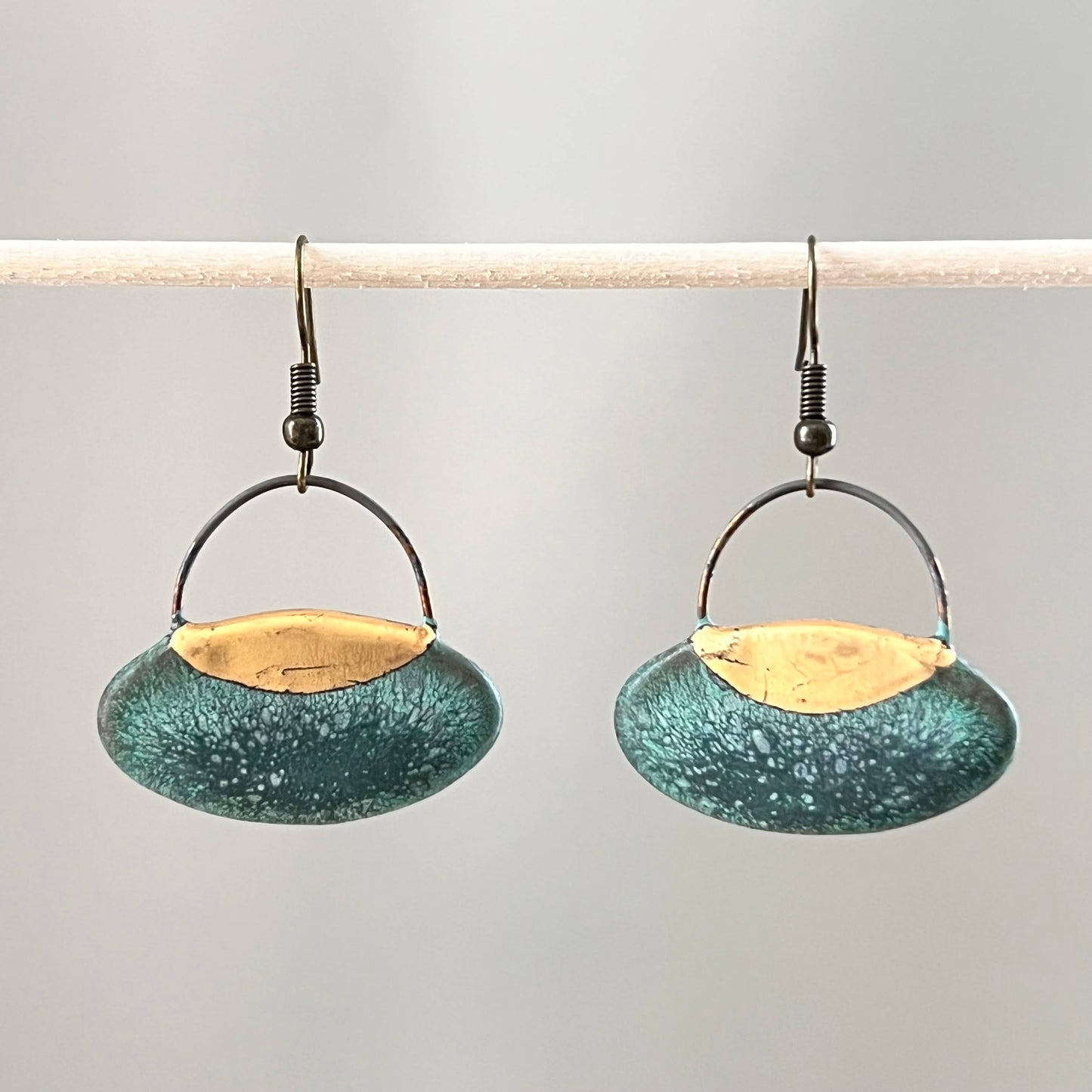 Patina Green Oval Clay Earrings