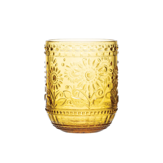 Embossed Drinking Glass | Amber