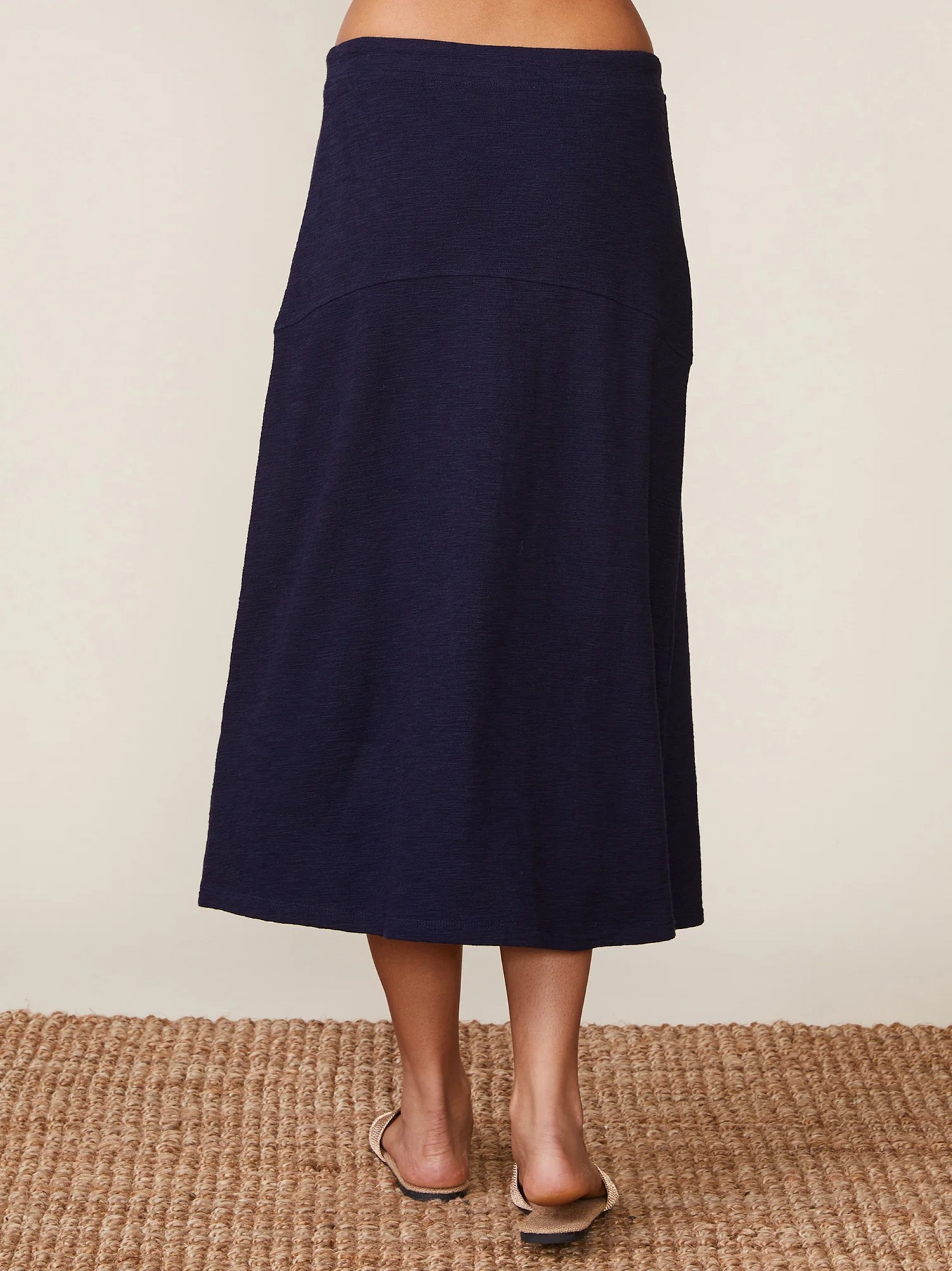 Textured Flared Knit Midi Skirt