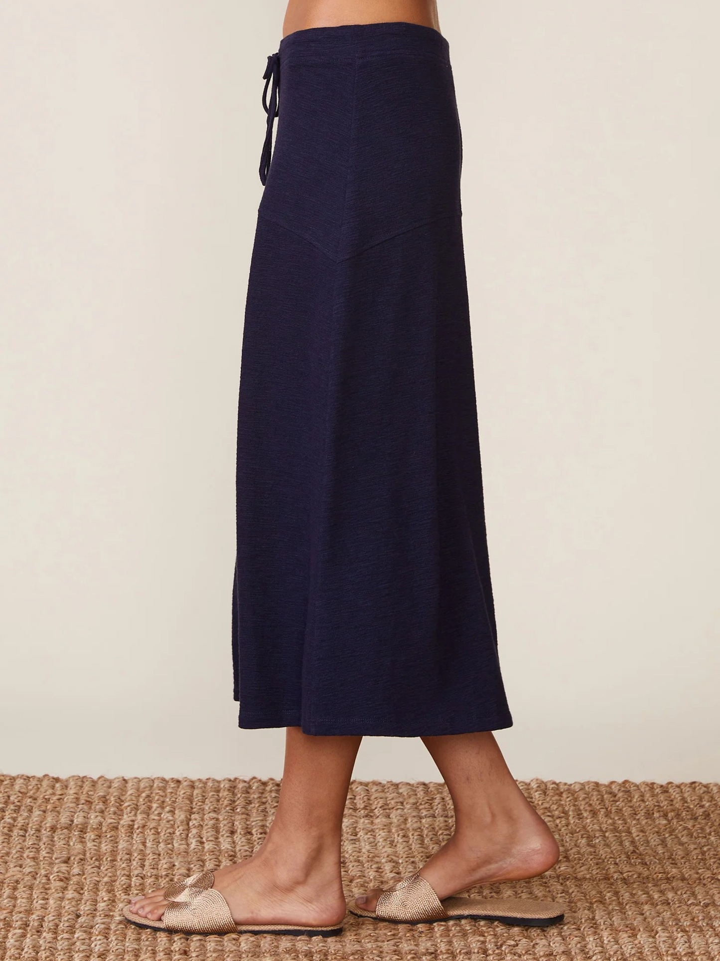Textured Flared Knit Midi Skirt