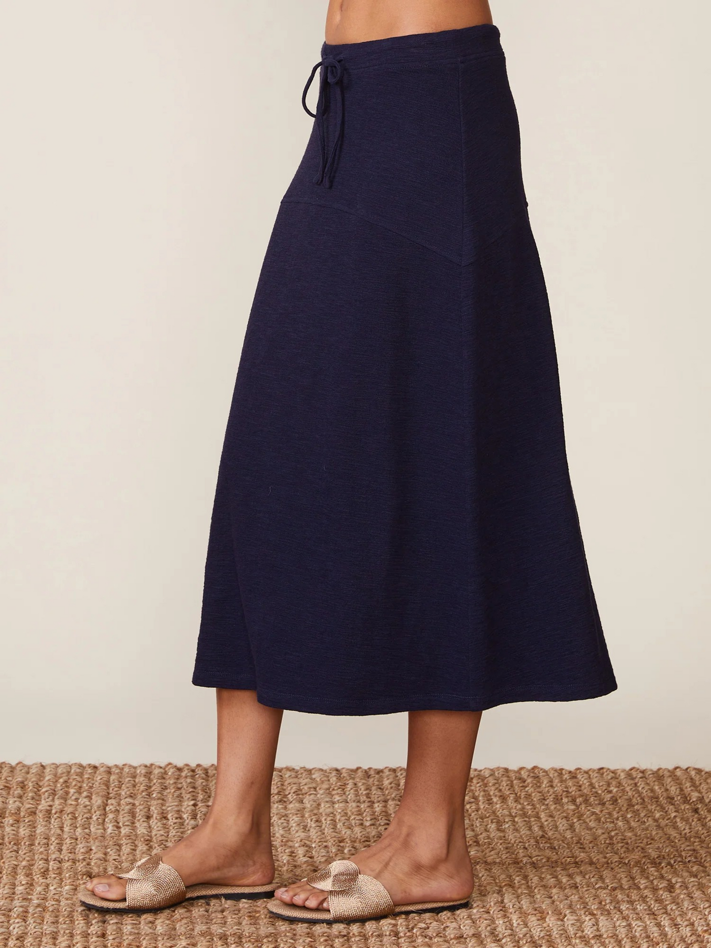 Textured Flared Knit Midi Skirt