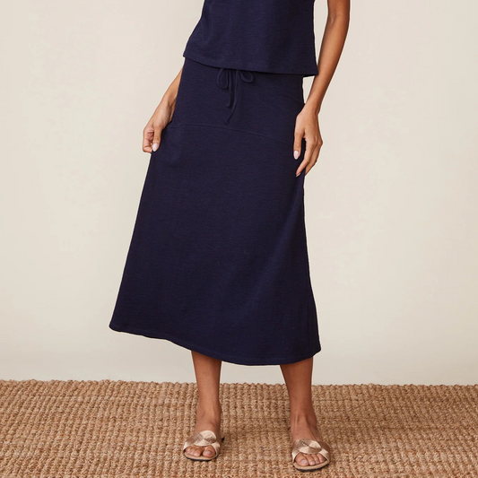 Textured Flared Knit Midi Skirt