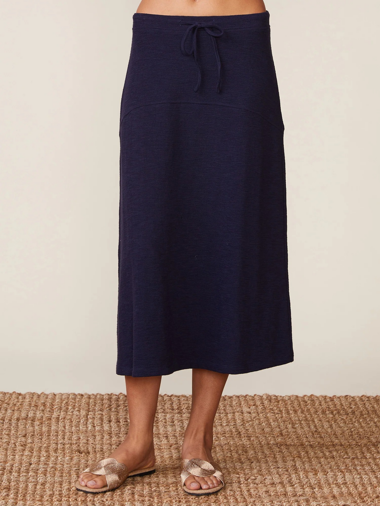 Textured Flared Knit Midi Skirt