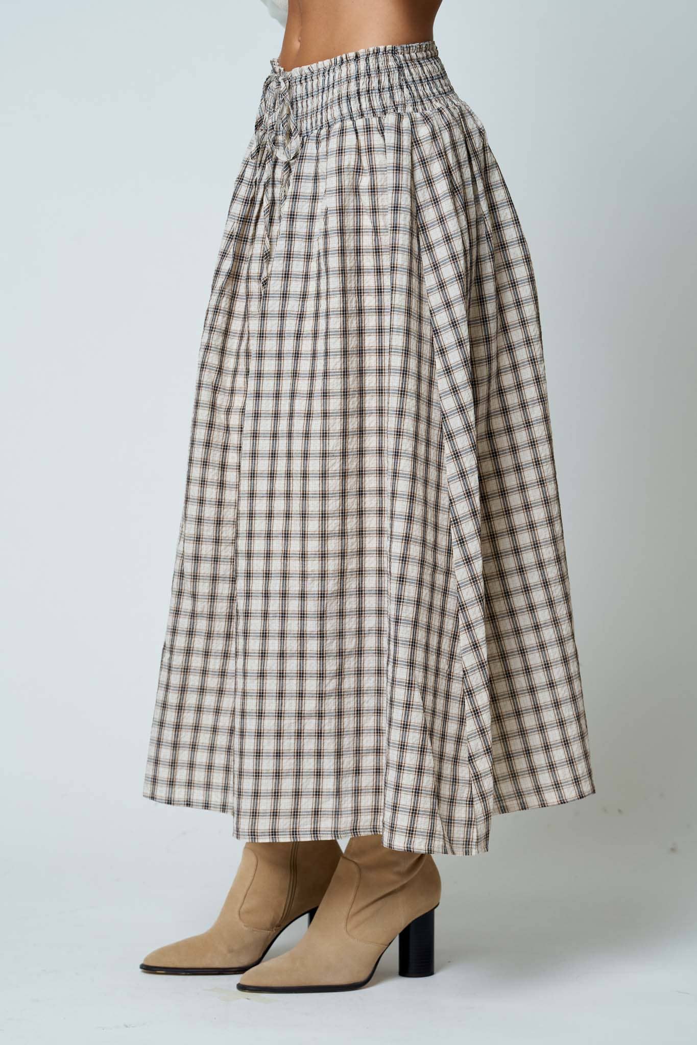 Plaid Smoked Waist Skirt