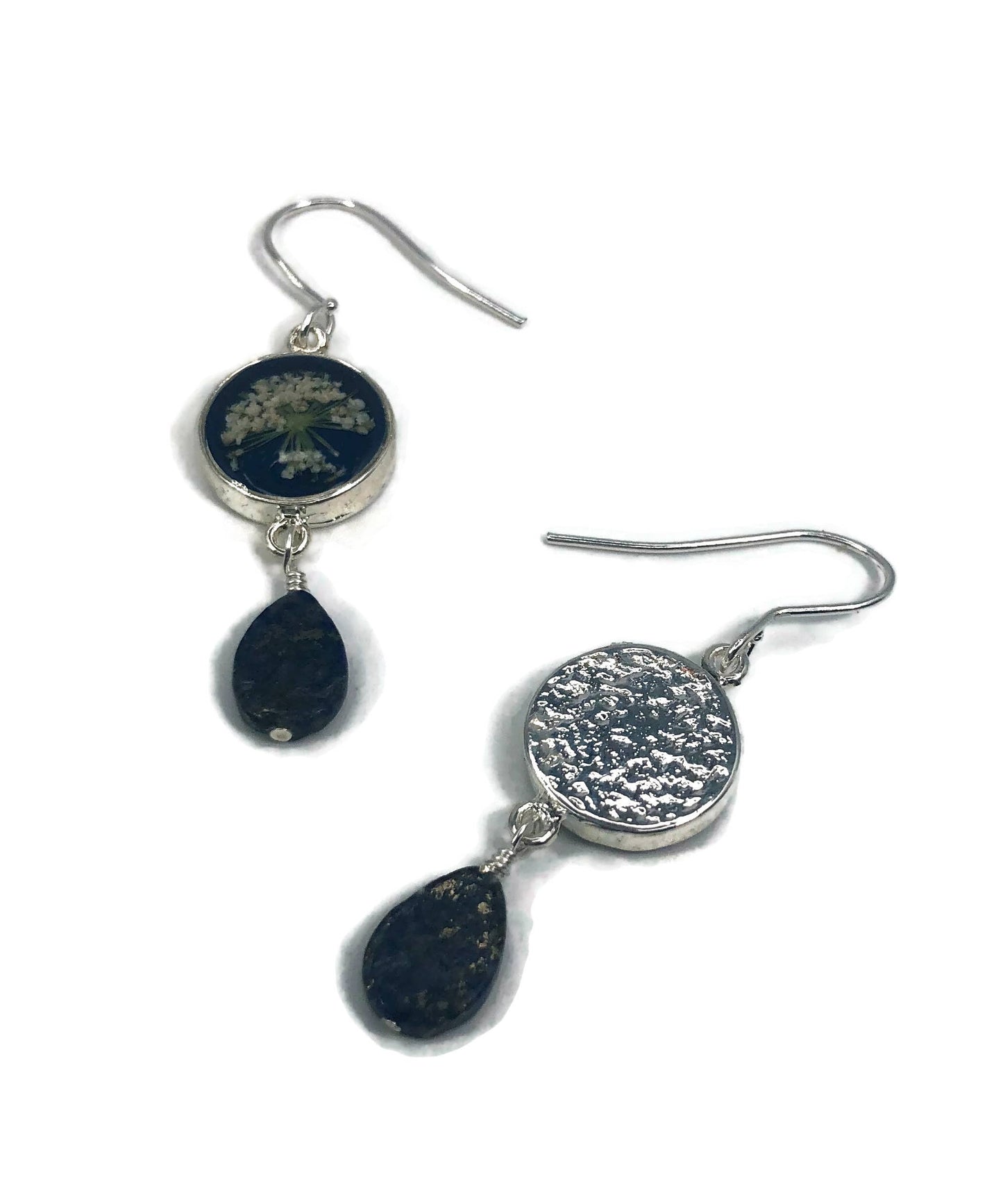 Marina at Midnight Ultra Small Round Earrings with Drop
