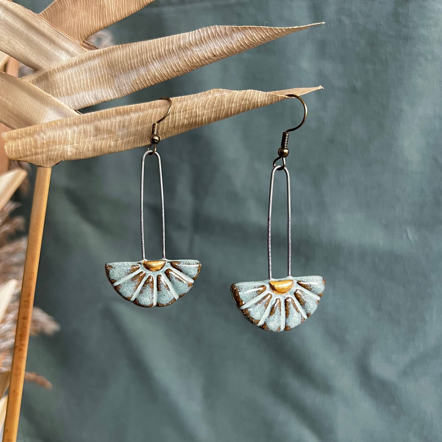 Turquoise Sun Burst Ceramic Earrings