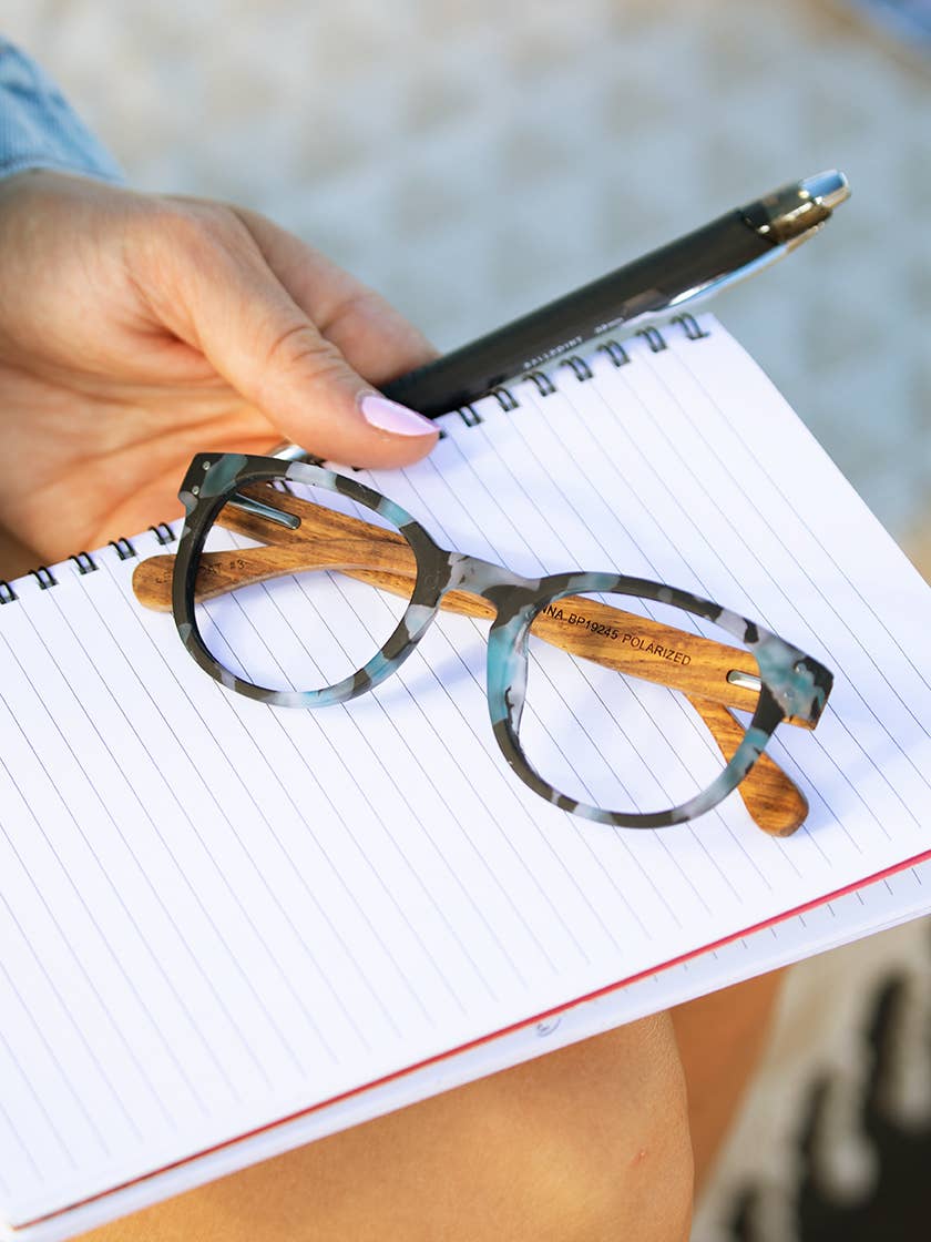 Astrid- Matte Blue Tort/Walnut Wood | Reading Glasses