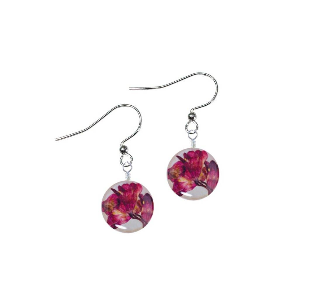 Coral Bell On Shell Petite Round Earrings