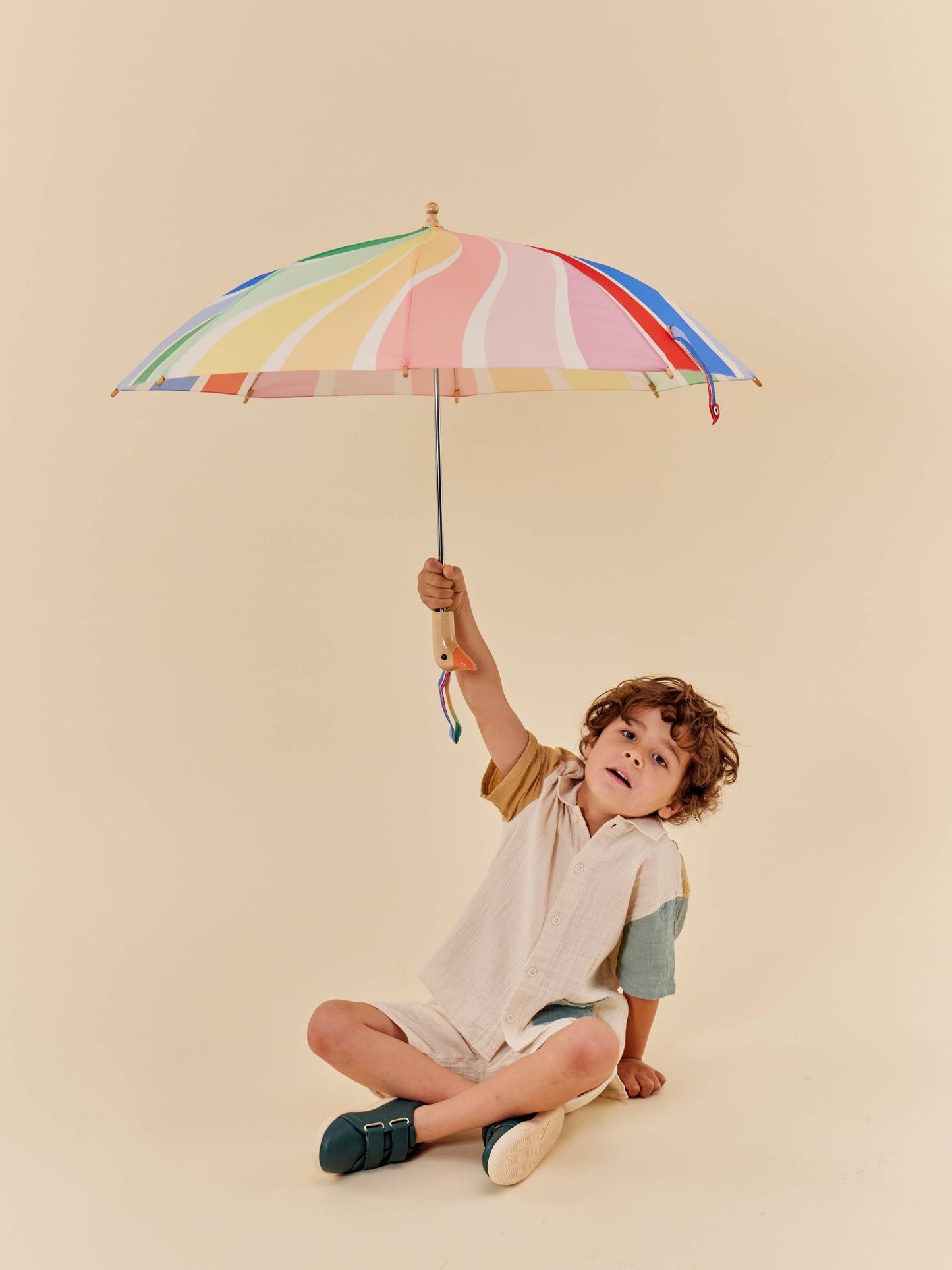 Meri Meri Rainbow Stripes Kids Duck Umbrella
