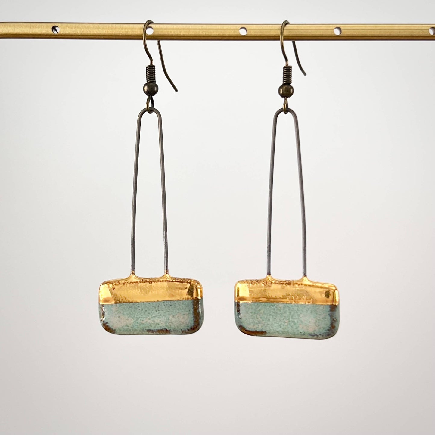Turquoise Drop Rectangle Clay Earring
