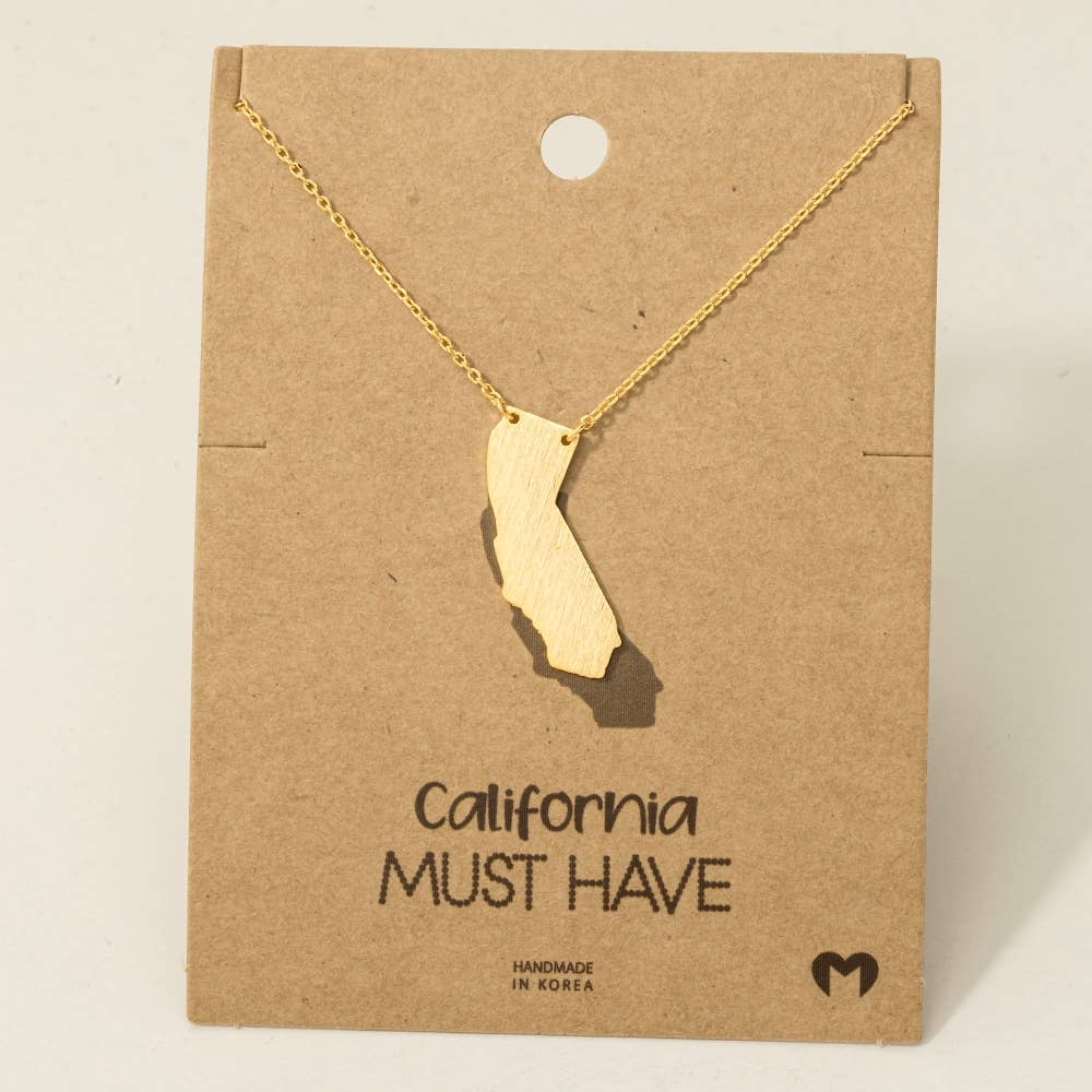 18K Gold Dipped California State Pendant Necklace