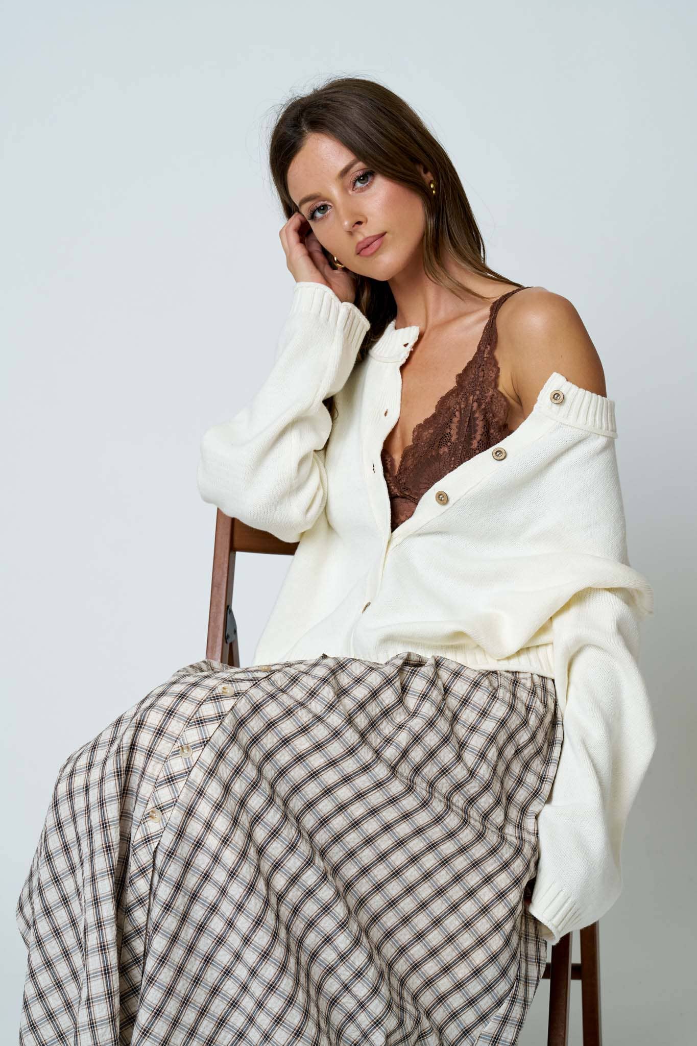 Plaid Smoked Waist Skirt