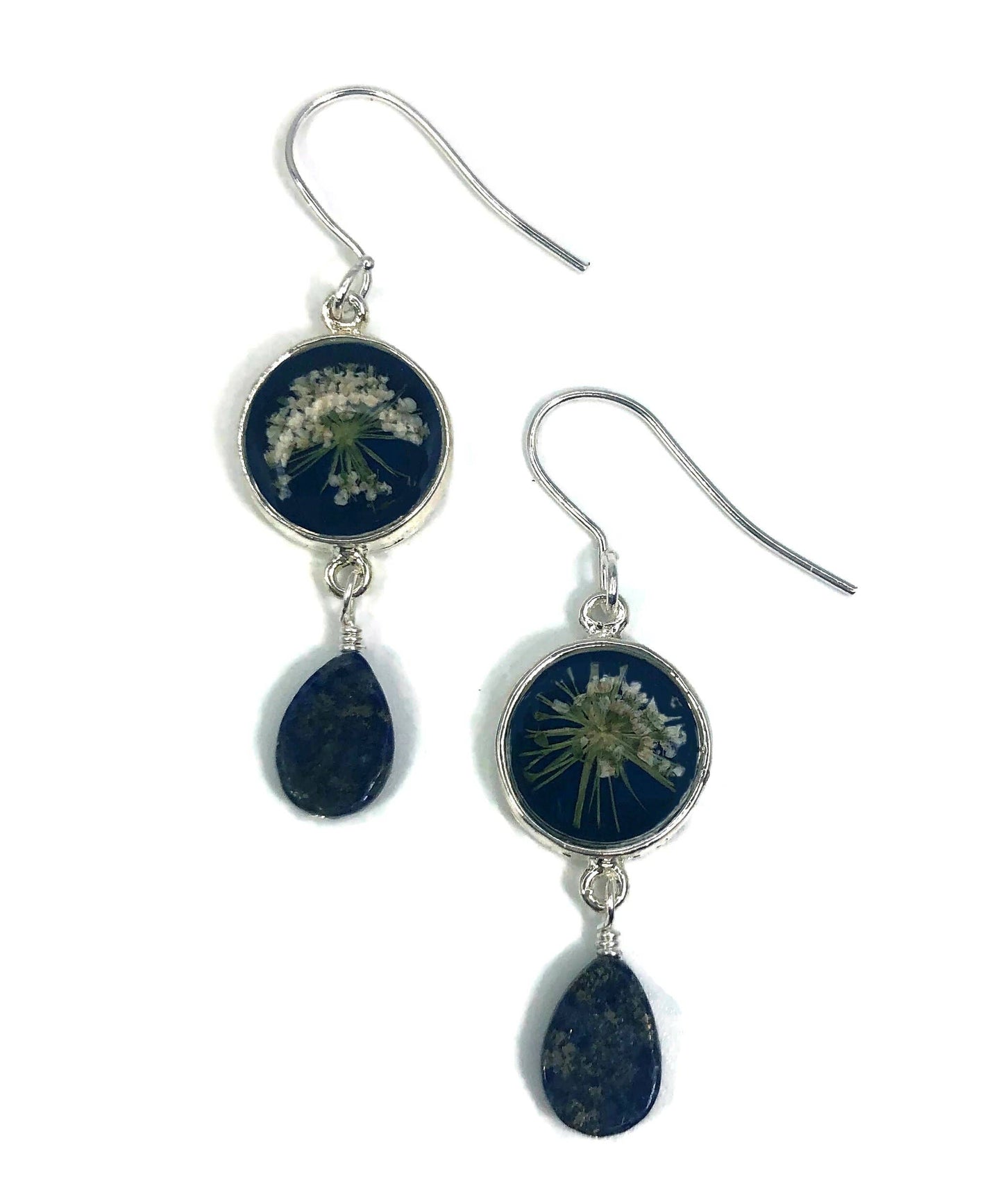 Marina at Midnight Ultra Small Round Earrings with Drop
