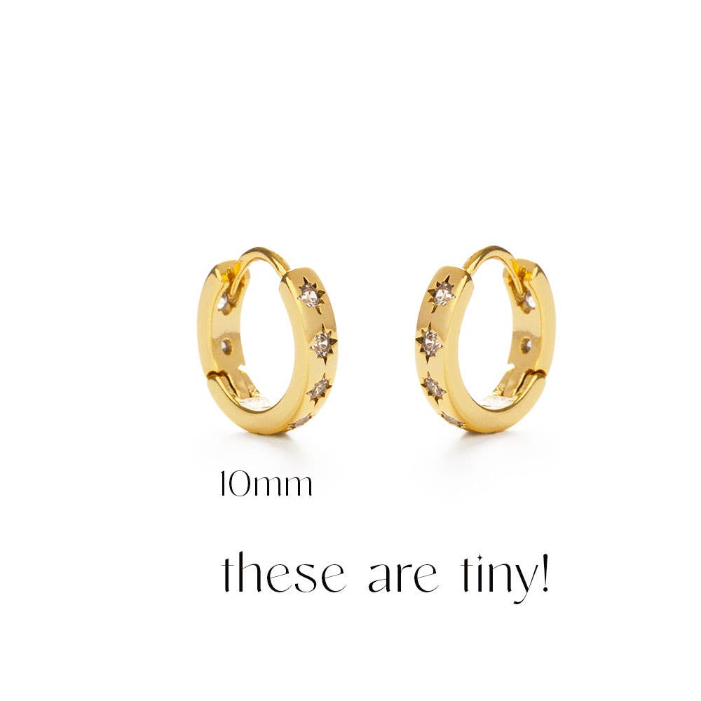 10mm Huggie Hoops with Starburst