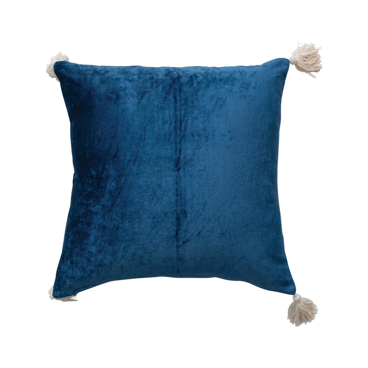 18" Square Cotton Blend Velvet Printed Pillow with Tassels