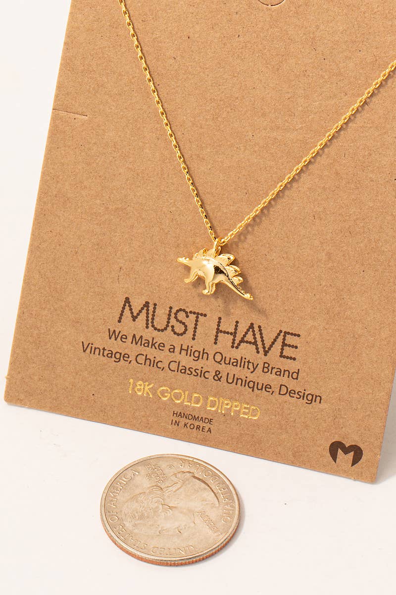 18K Gold Dipped Stegosaurus Dinosaur Pendant Necklace