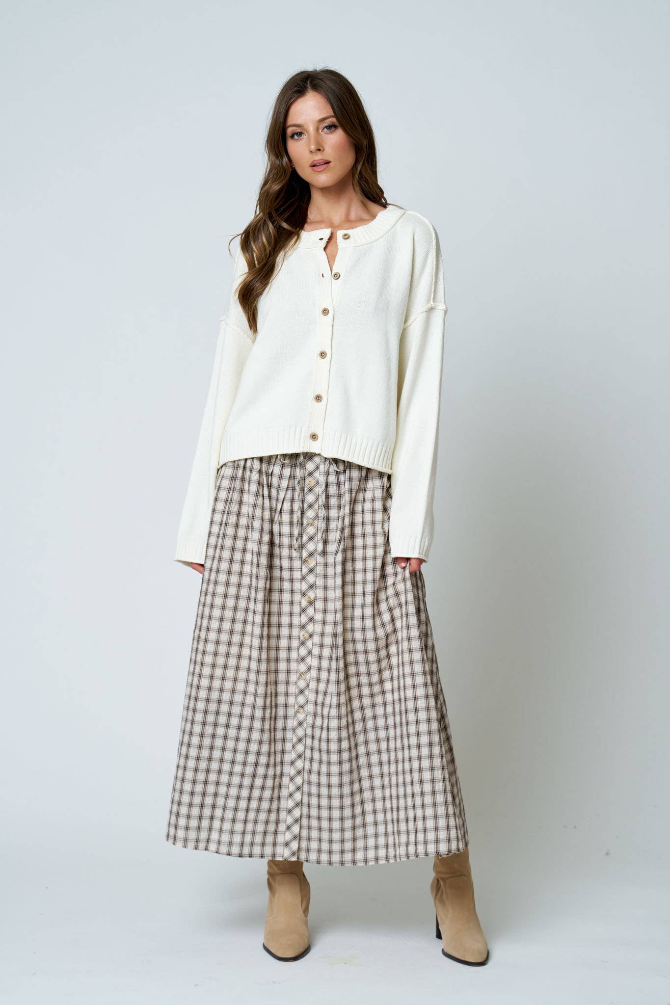 Plaid Smoked Waist Skirt
