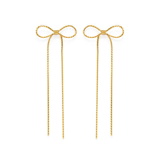 Long Bow Stud Earrings