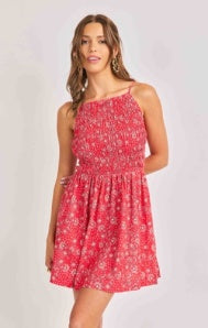 Firecracker Shirred Mini Dress