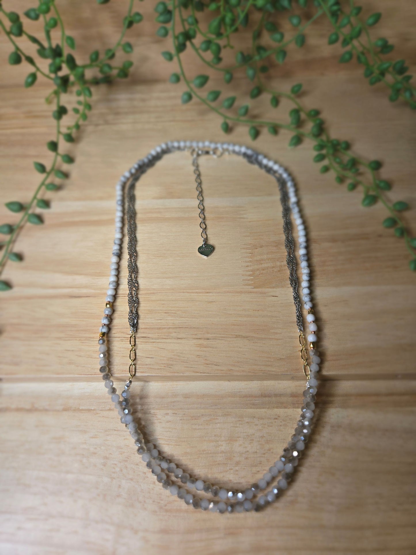 Greyscale Beaded Long Necklace