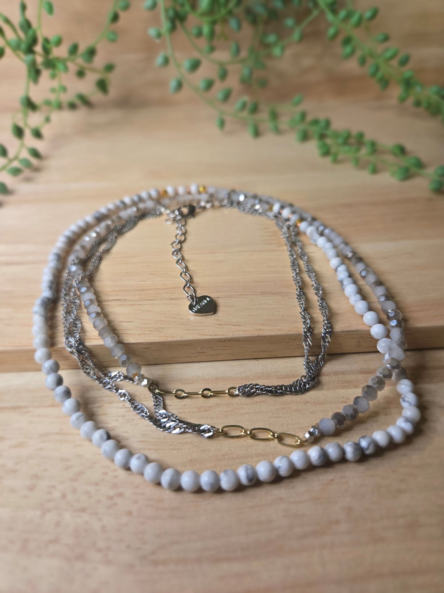 Greyscale Beaded Long Necklace