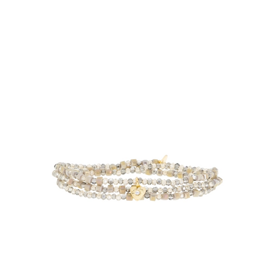 Crystal Beaded Wrap Bracelet w/ Heart