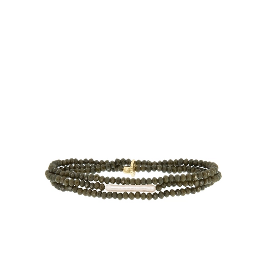 Noa | Crystal Beaded Bracelet w/ Pearl Bar