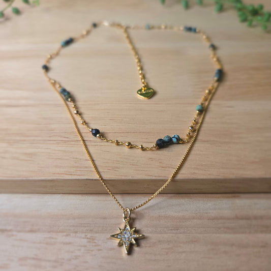Star + Unakite Double Strand Necklace
