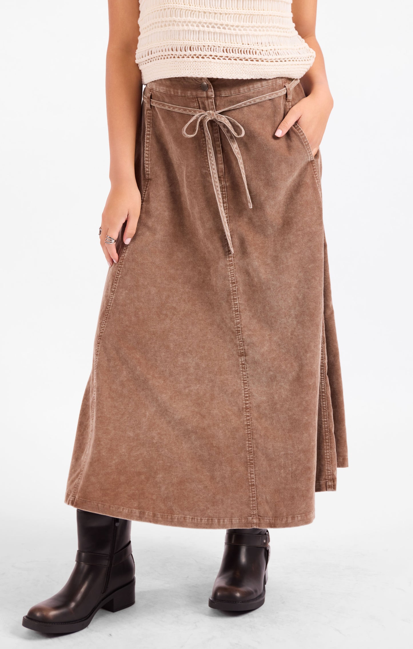 Get Like This Belted Midi Skirt