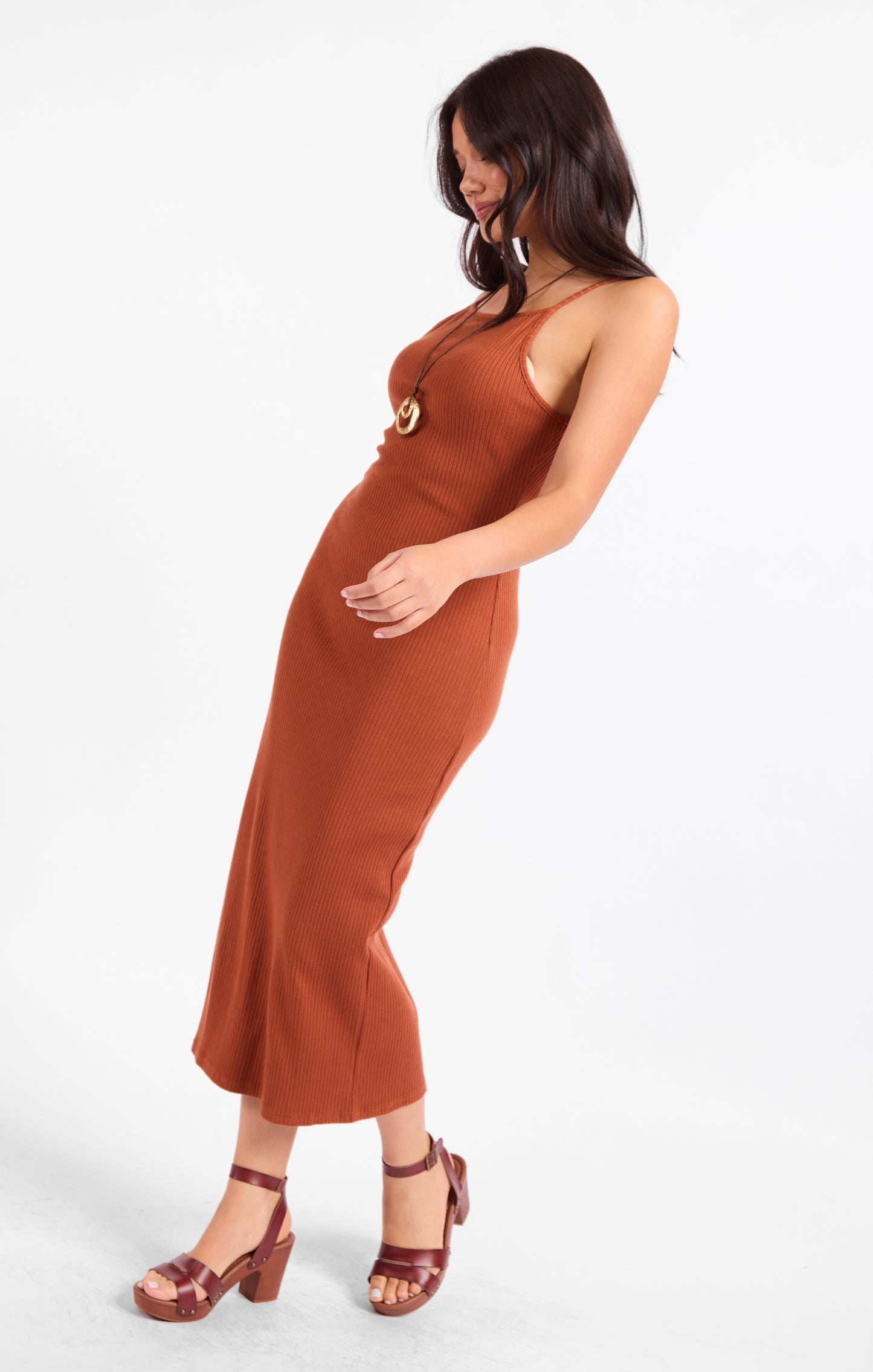 Soft Cedar Rib Knit Midi Dress