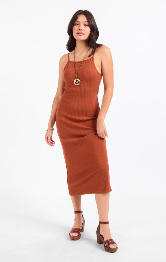 Soft Cedar Rib Knit Midi Dress