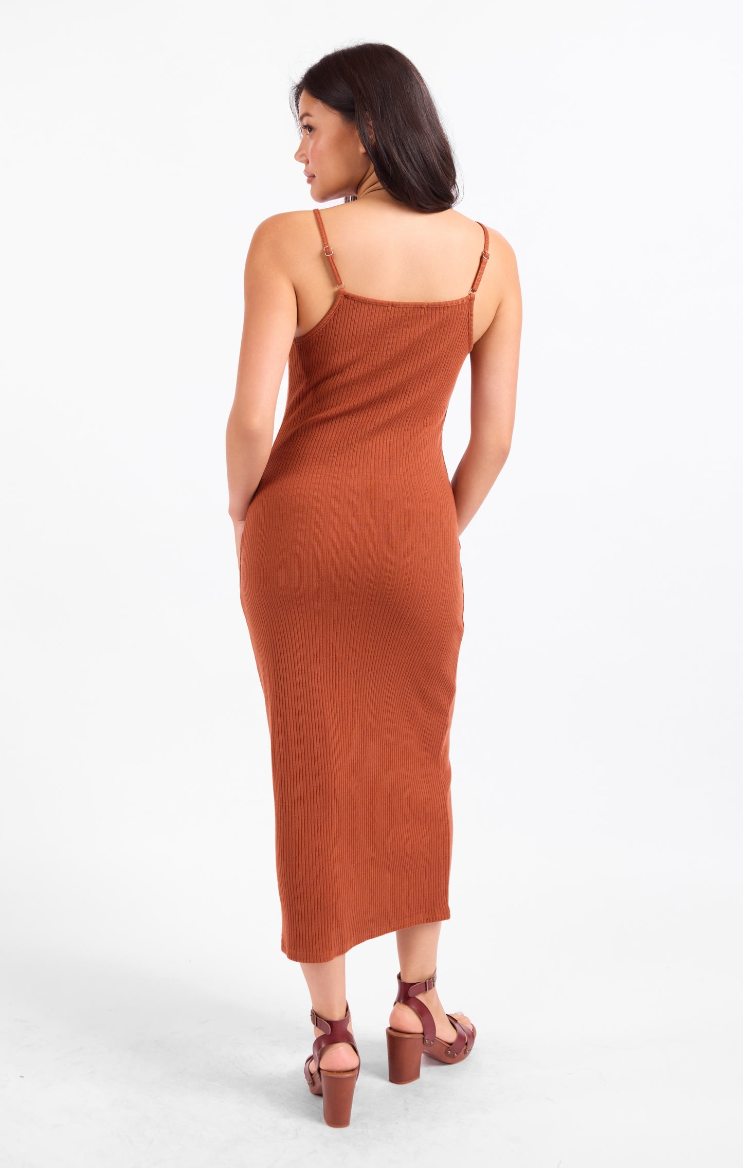 Soft Cedar Rib Knit Midi Dress