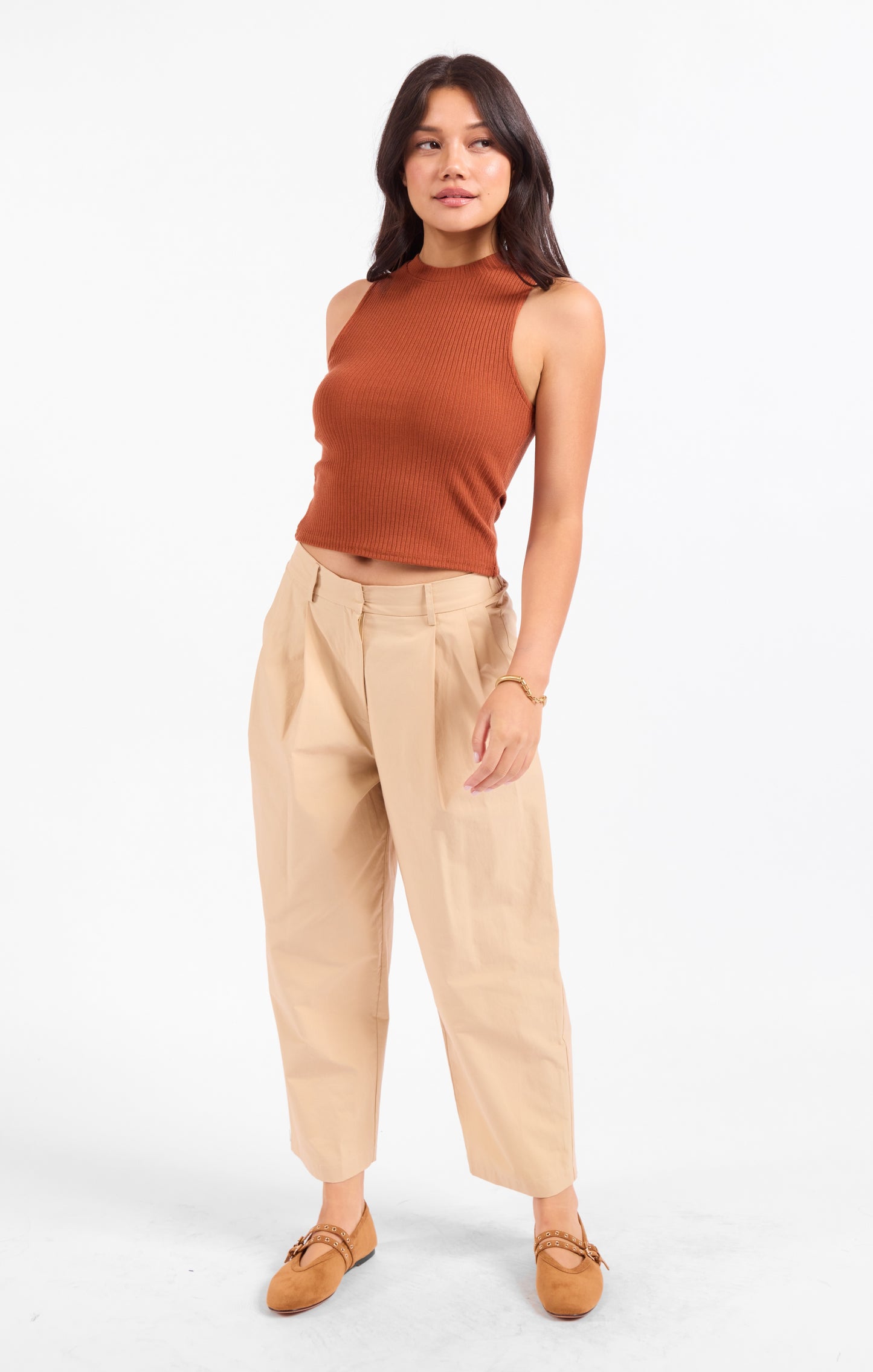 Soft Cedar Ruched Knit Tank