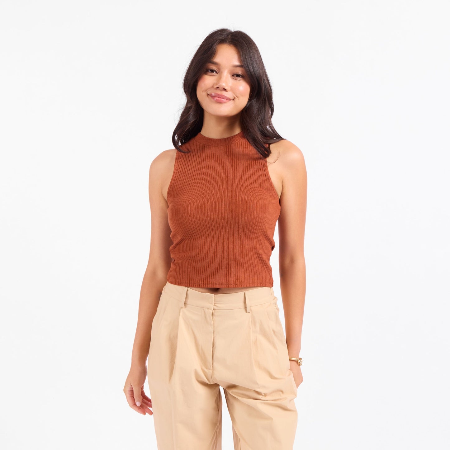 Soft Cedar Ruched Knit Tank